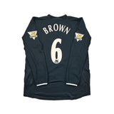 2003/04 MANCHESTER UNITED BROWN #6 L/S *MATCH WORN VS ARSENAL* AWAY SHIRT (XL) NIKE