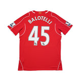 2014/15 LIVERPOOL BALOTELLI #45 *MATCH WORN VS MANCHESTER UNITED* HOME SHIRT (L) WARRIOR