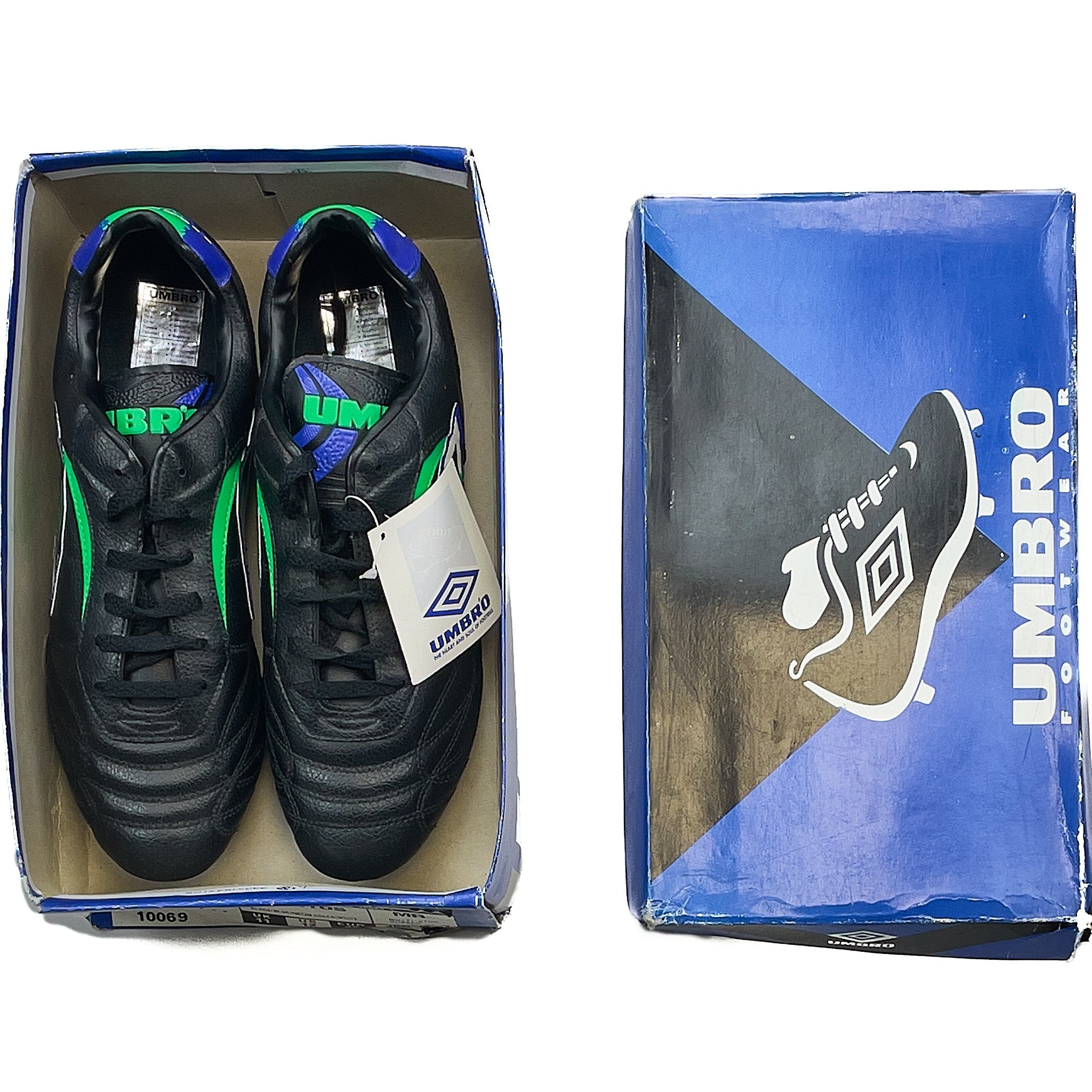 Buy 1980'S Classic Umbro Green/Blue Football Boots (11) ~ Free worldwide shipping ~ Authentic Vintage Football Shirts from Cult Kits