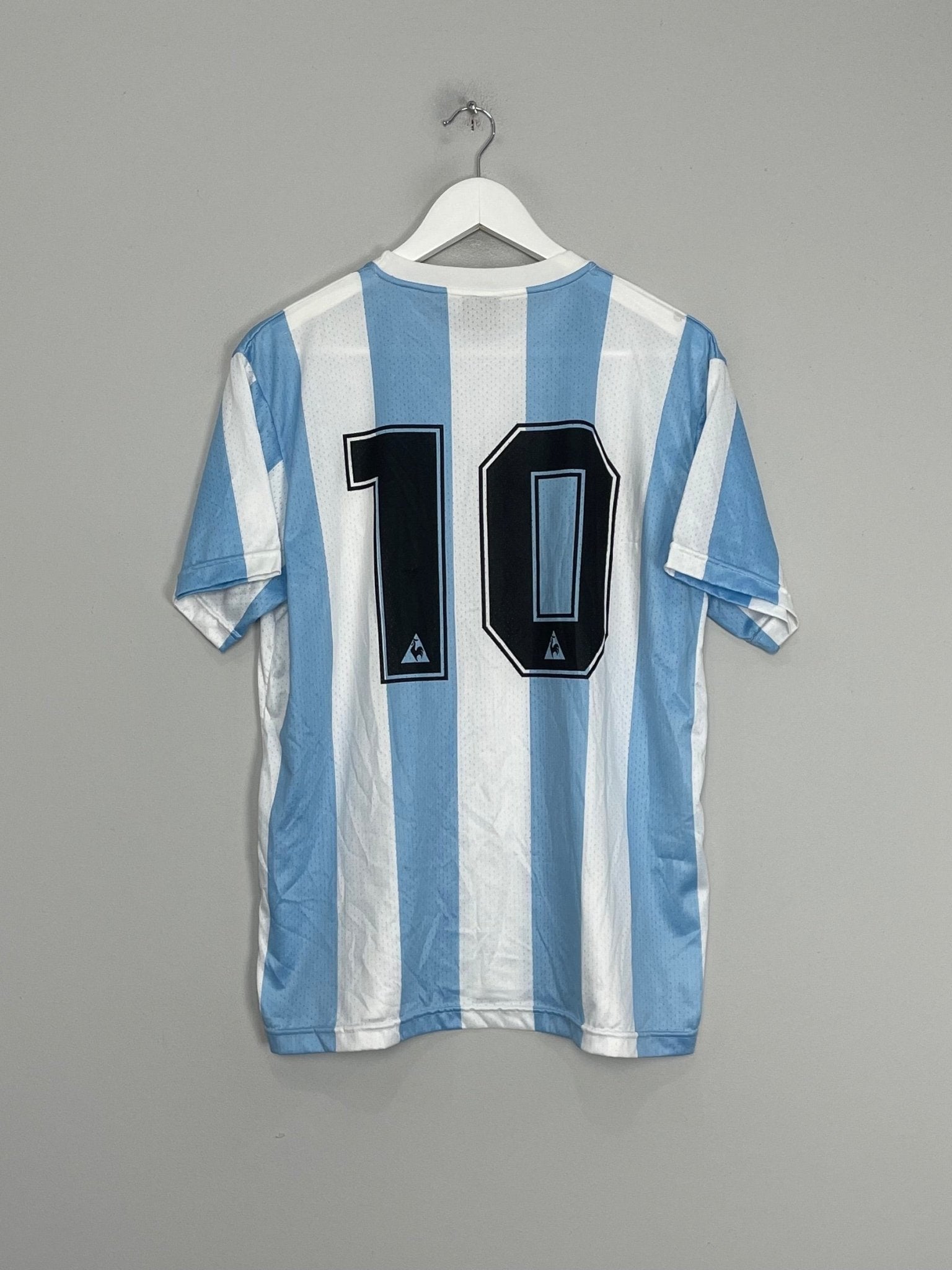 Shop 1986 ARGENTINA *RE-ISSUE* #10 HOME SHIRT (L) LE COQ, classic football shirts, vintage football shirts & retro soccer jerseys at Cult Kits
