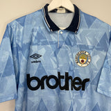 Shop 1989/91 MANCHESTER CITY HOME SHIRT (L) UMBRO, classic football shirts, vintage football shirts & retro soccer jerseys at Cult Kits