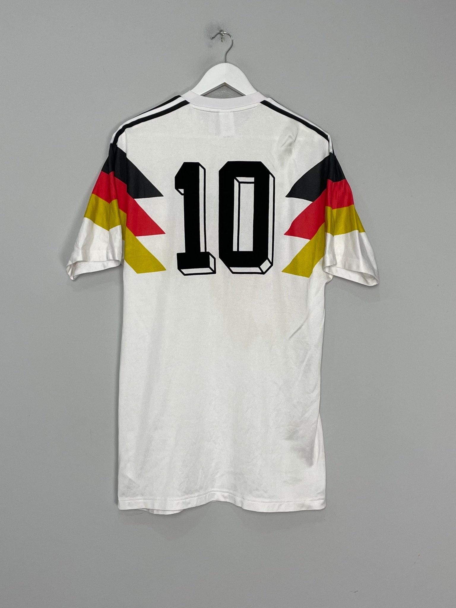 Shop 1990 GERMANY #10 *ADIDAS ORIGINALS* RE-ISSUE* HOME SHIRT (M) ADIDAS, classic football shirts, vintage football shirts & retro soccer jerseys at Cult Kits