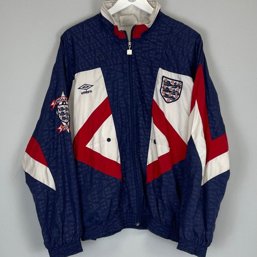1990/92 ENGLAND TRACK JACKET (M) UMBRO - Cult Kits - Medium - Buy Vintage Football Shirts, Authentic Retro Football Shirts For Sale, Classic Football Shirts & Soccer Jersey