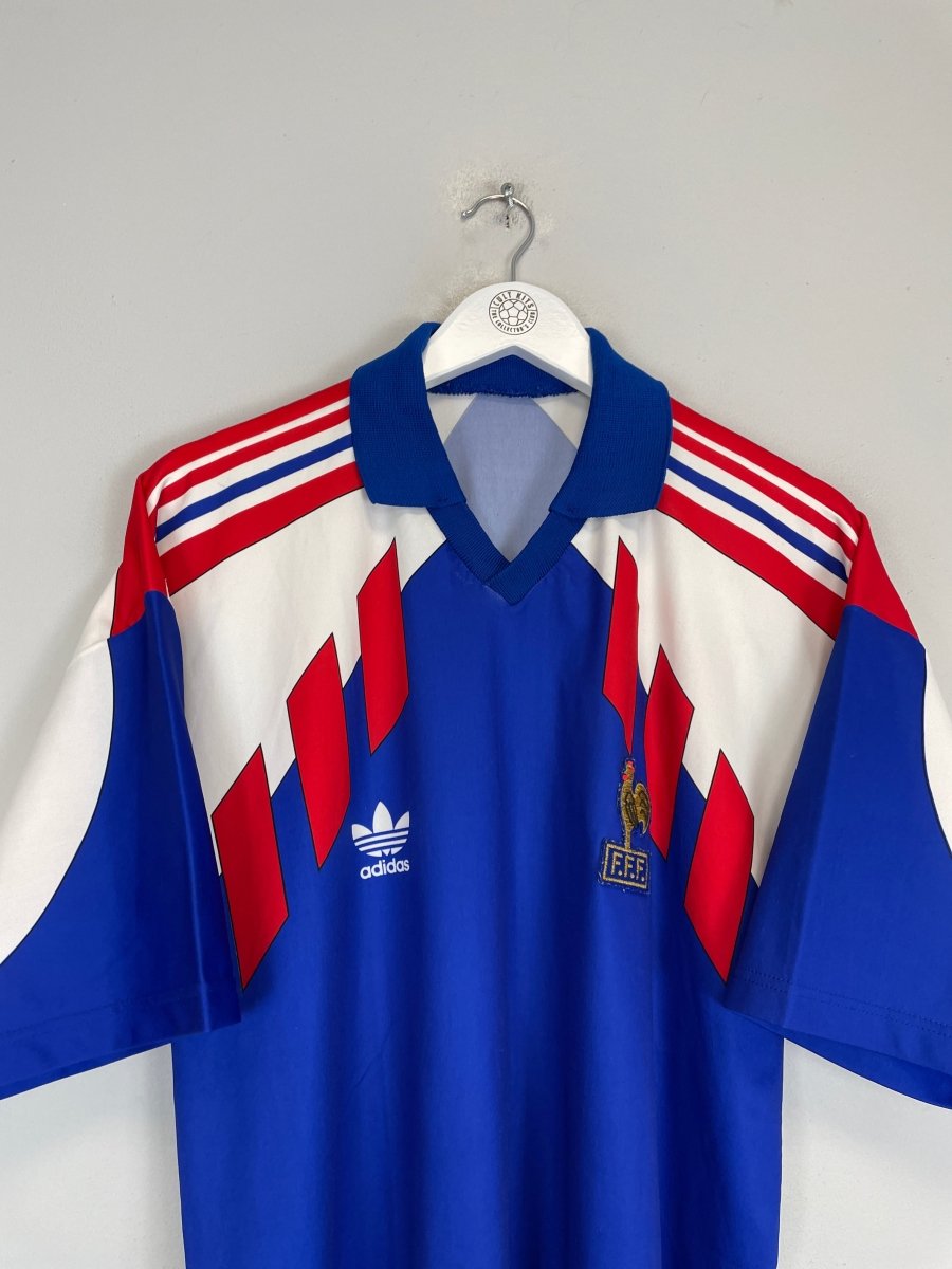 1990/92 FRANCE HOME SHIRT (L) ADIDAS - Cult Kits - Large - Buy Vintage Football Shirts, Authentic Retro Football Shirts For Sale, Classic Football Shirts & Soccer Jersey