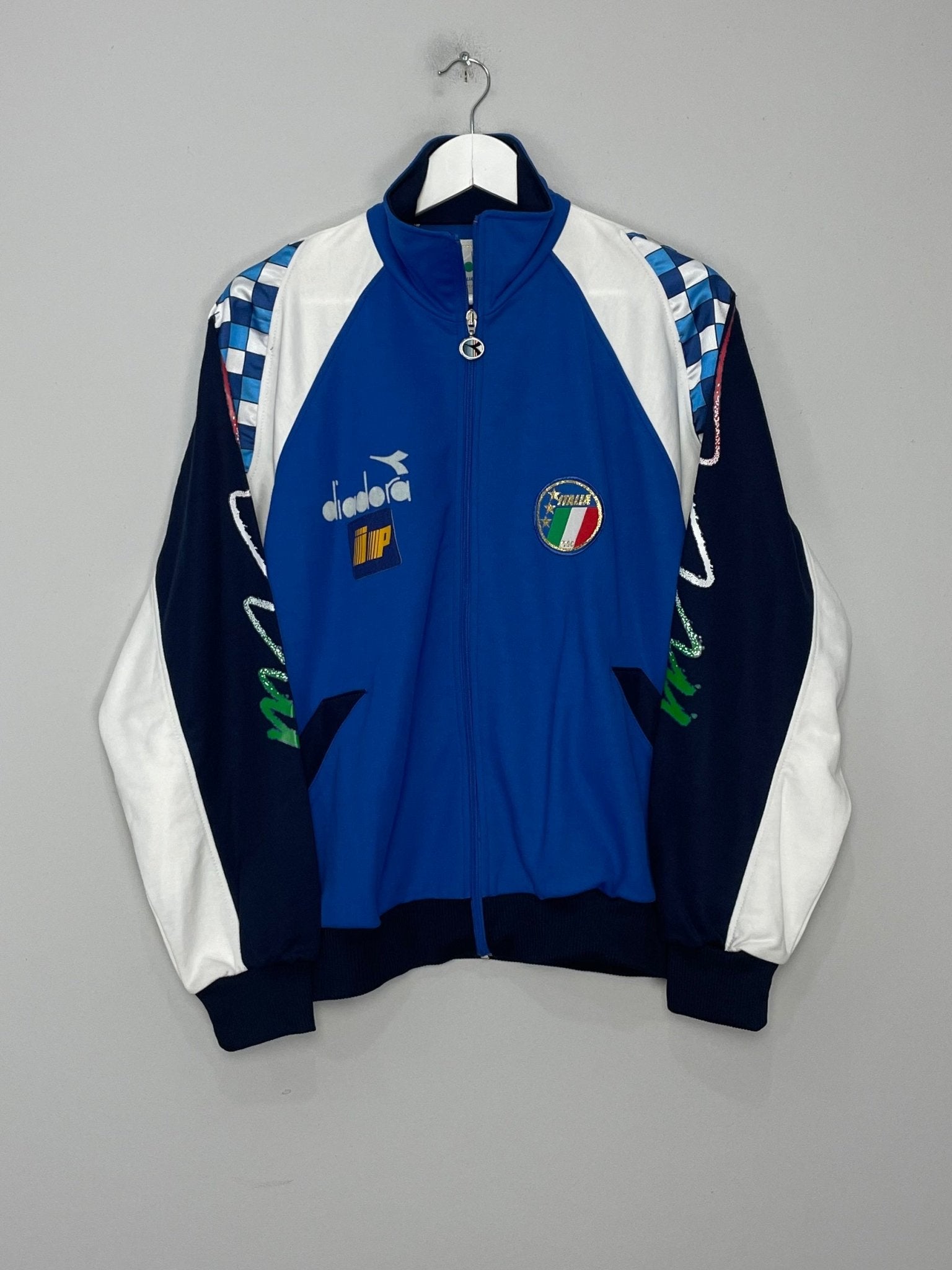 Shop 1990/92 ITALY TRACK JACKET (L) DIADORA, classic football shirts, vintage football shirts & retro soccer jerseys at Cult Kits