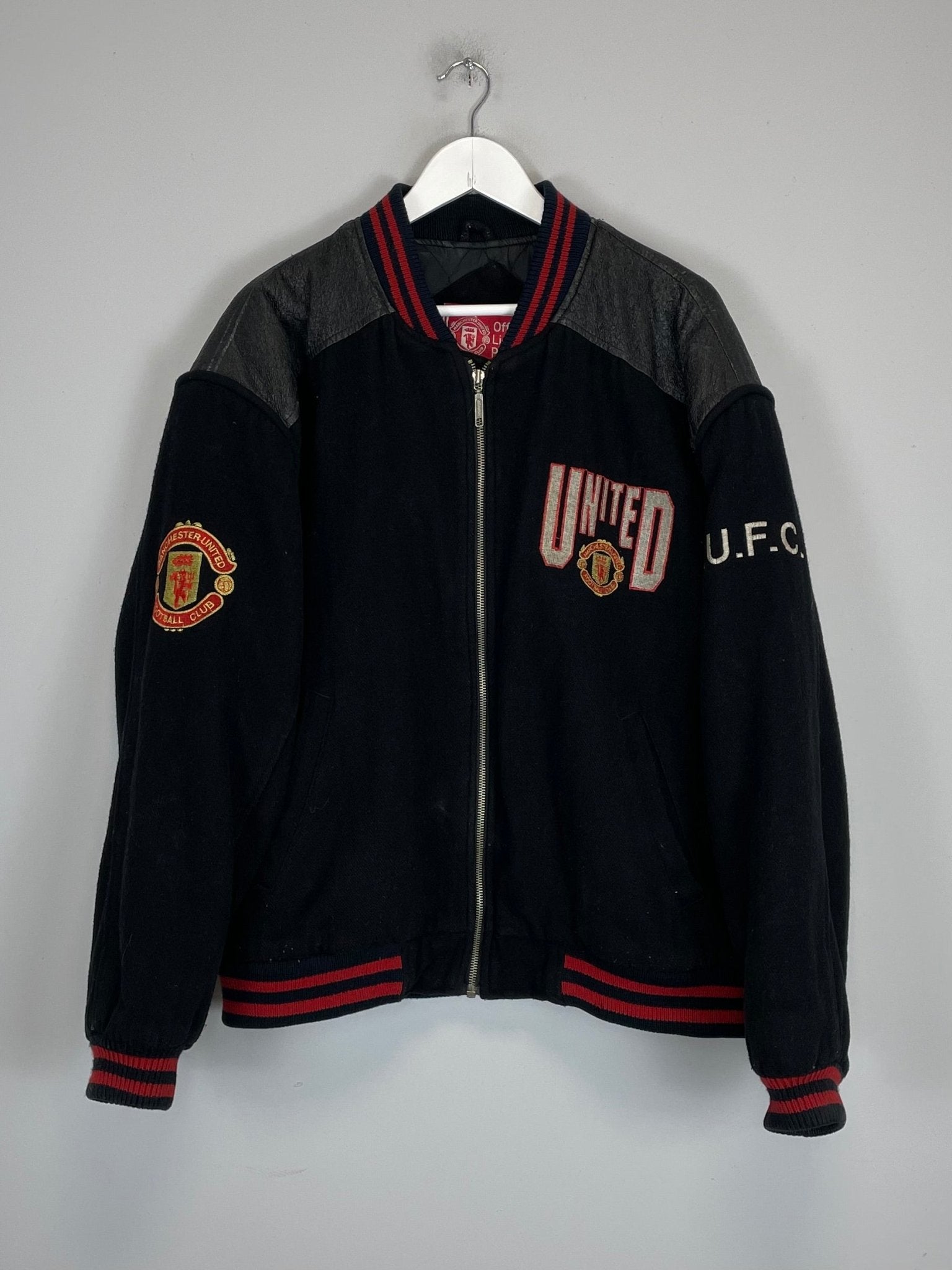 Shop 1990/92 MANCHESTER UNITED VARSITY JACKET (L) CAMPRI, classic football shirts, vintage football shirts & retro soccer jerseys at Cult Kits