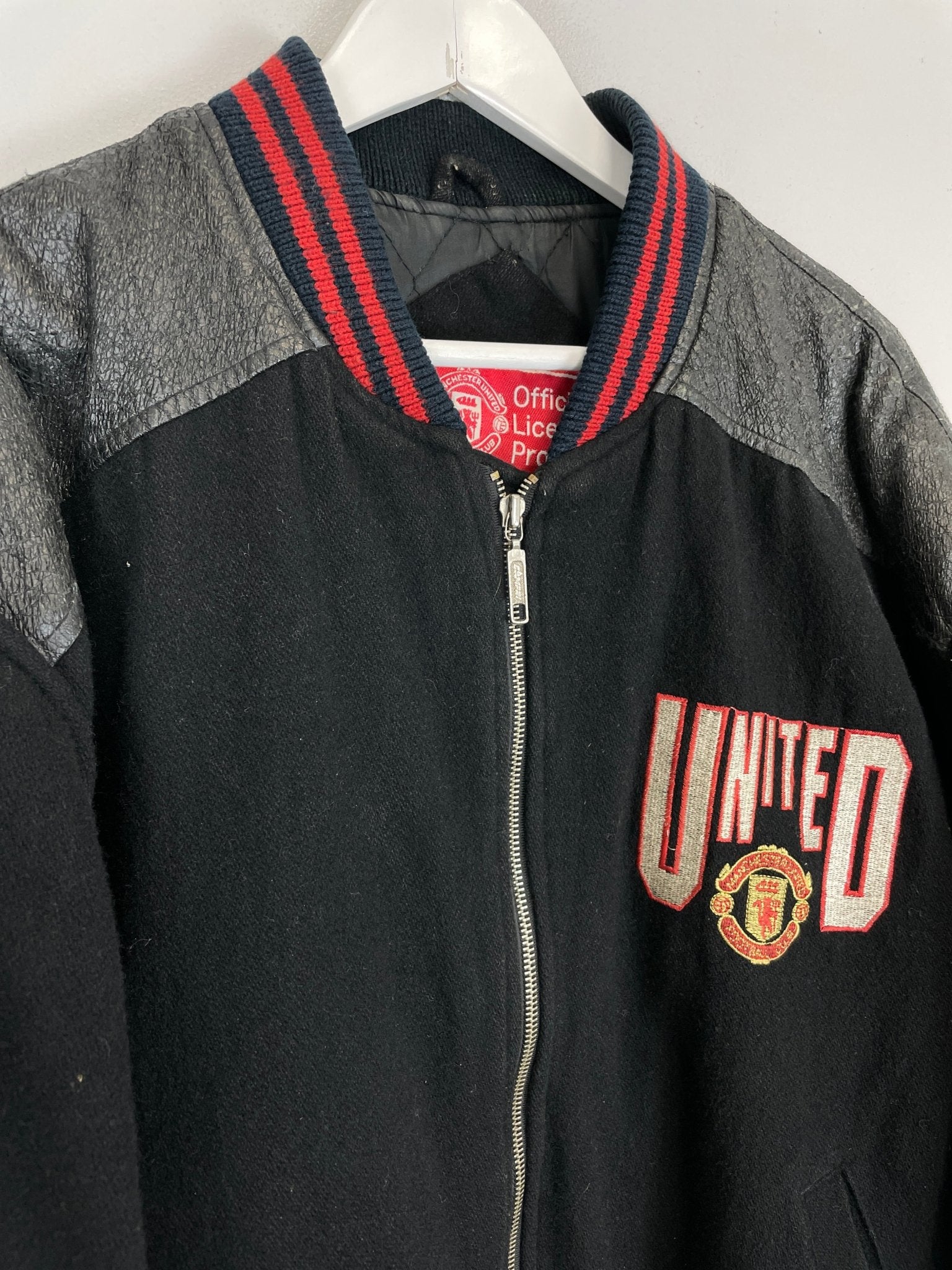 Shop 1990/92 MANCHESTER UNITED VARSITY JACKET (L) CAMPRI, classic football shirts, vintage football shirts & retro soccer jerseys at Cult Kits