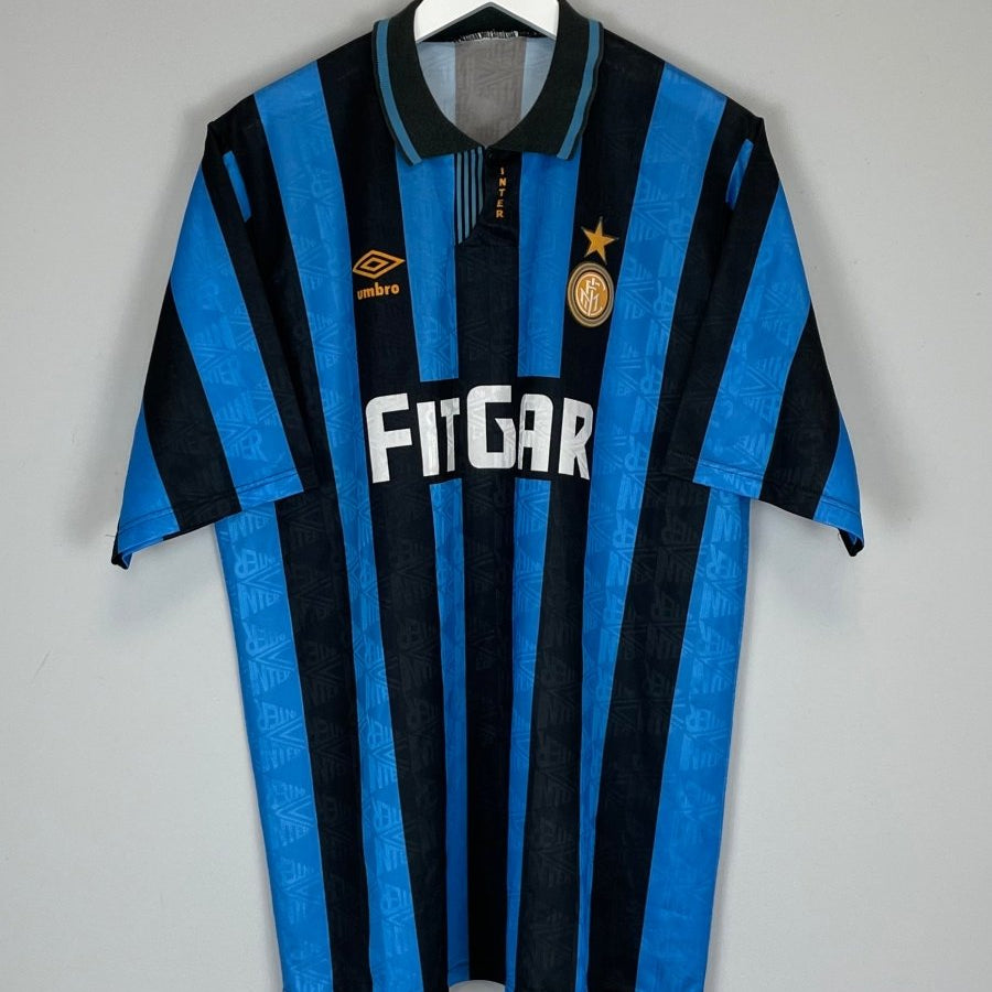 1991/92 INTER MILAN HOME SHIRT (XL) UMBRO - Cult Kits - XL - Buy Vintage Football Shirts, Authentic Retro Football Shirts For Sale, Classic Football Shirts & Soccer Jersey