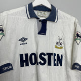 Shop 1991/93 TOTTENHAM #10 SHERINGHAM HOME SHIRT (XL) UMBRO, classic football shirts, vintage football shirts & retro soccer jerseys at Cult Kits