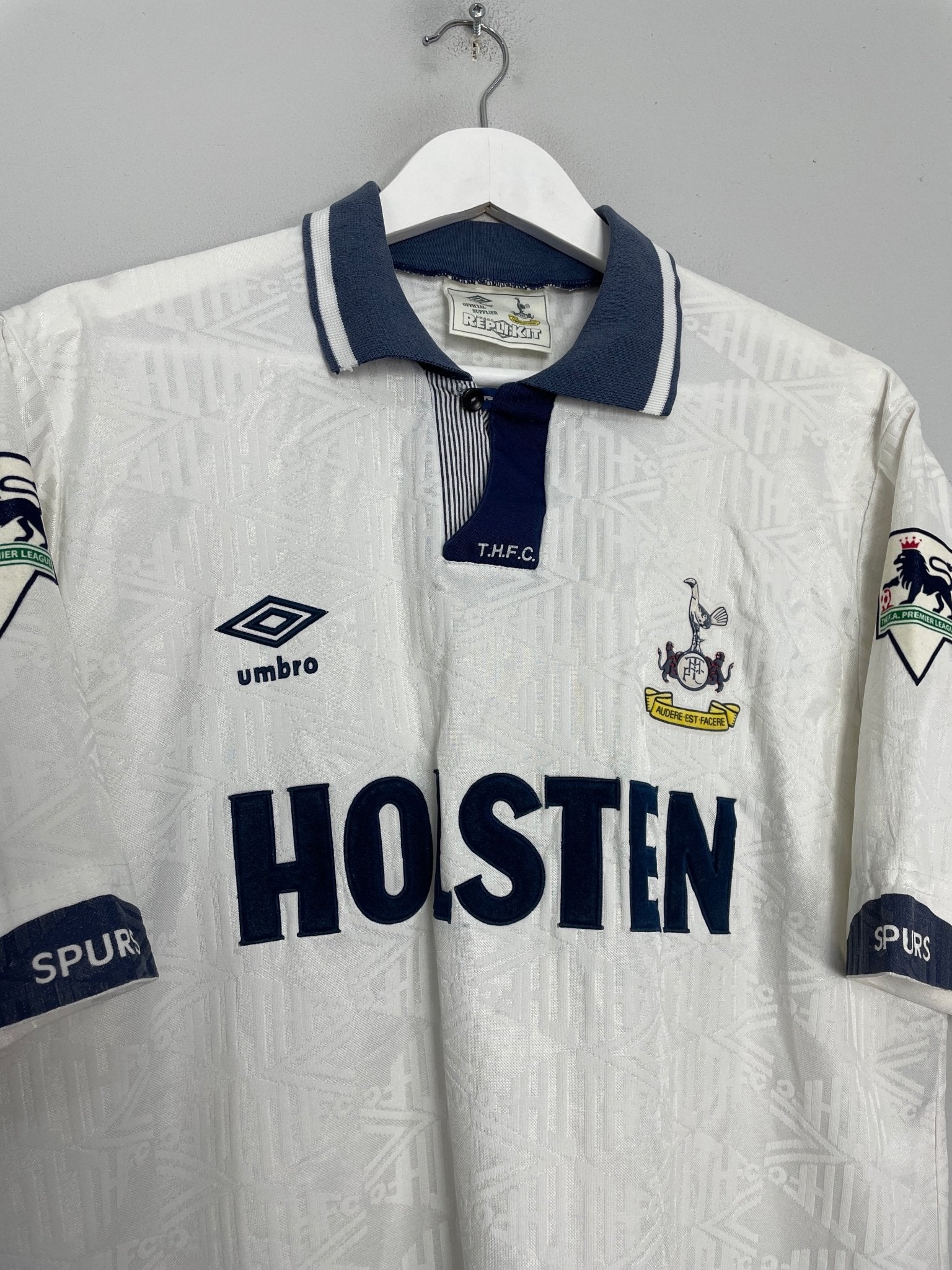 Shop 1991/93 TOTTENHAM #10 SHERINGHAM HOME SHIRT (XL) UMBRO, classic football shirts, vintage football shirts & retro soccer jerseys at Cult Kits