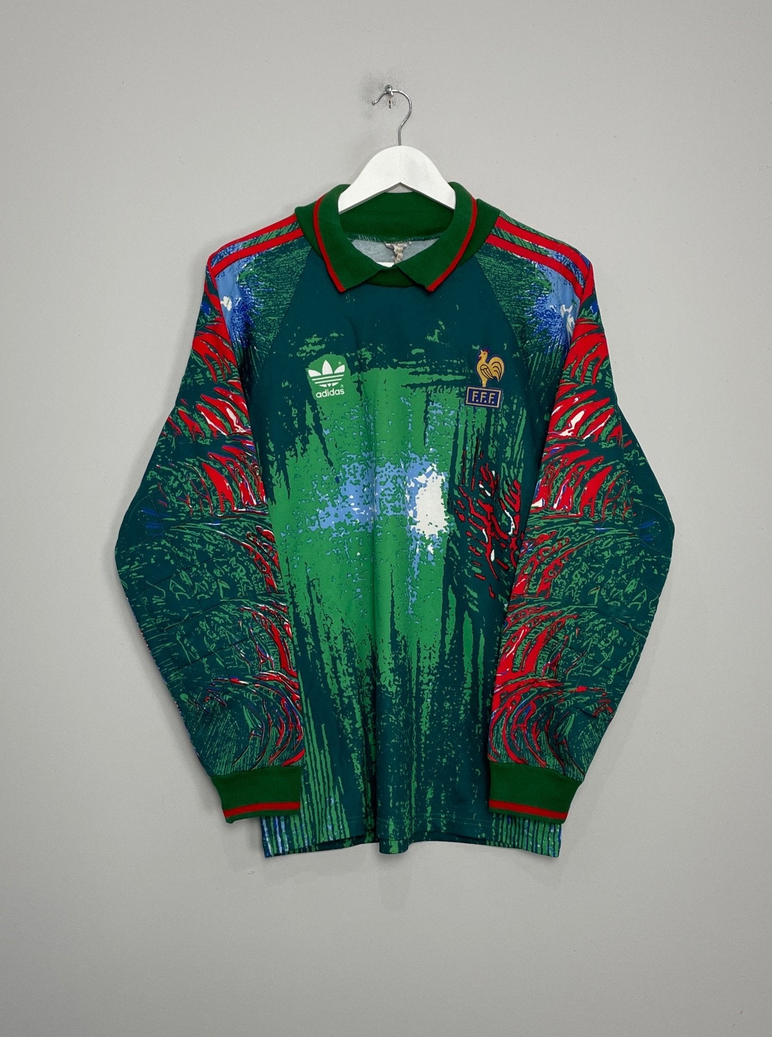 Shop 1992/93 FRANCE GK SHIRT (M) ADIDAS, classic football shirts, vintage football shirts & retro soccer jerseys at Cult Kits