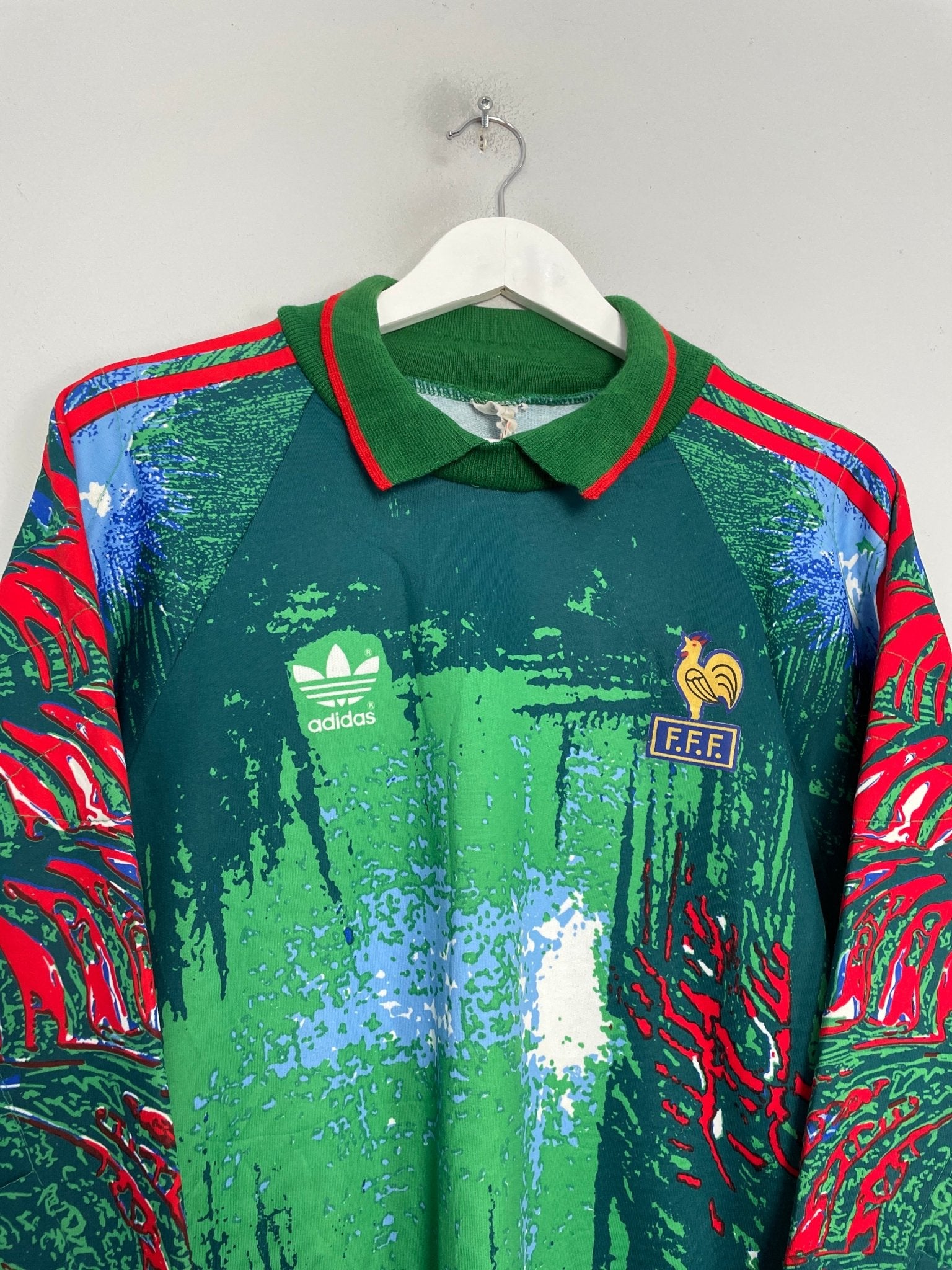 Shop 1992/93 FRANCE GK SHIRT (M) ADIDAS, classic football shirts, vintage football shirts & retro soccer jerseys at Cult Kits