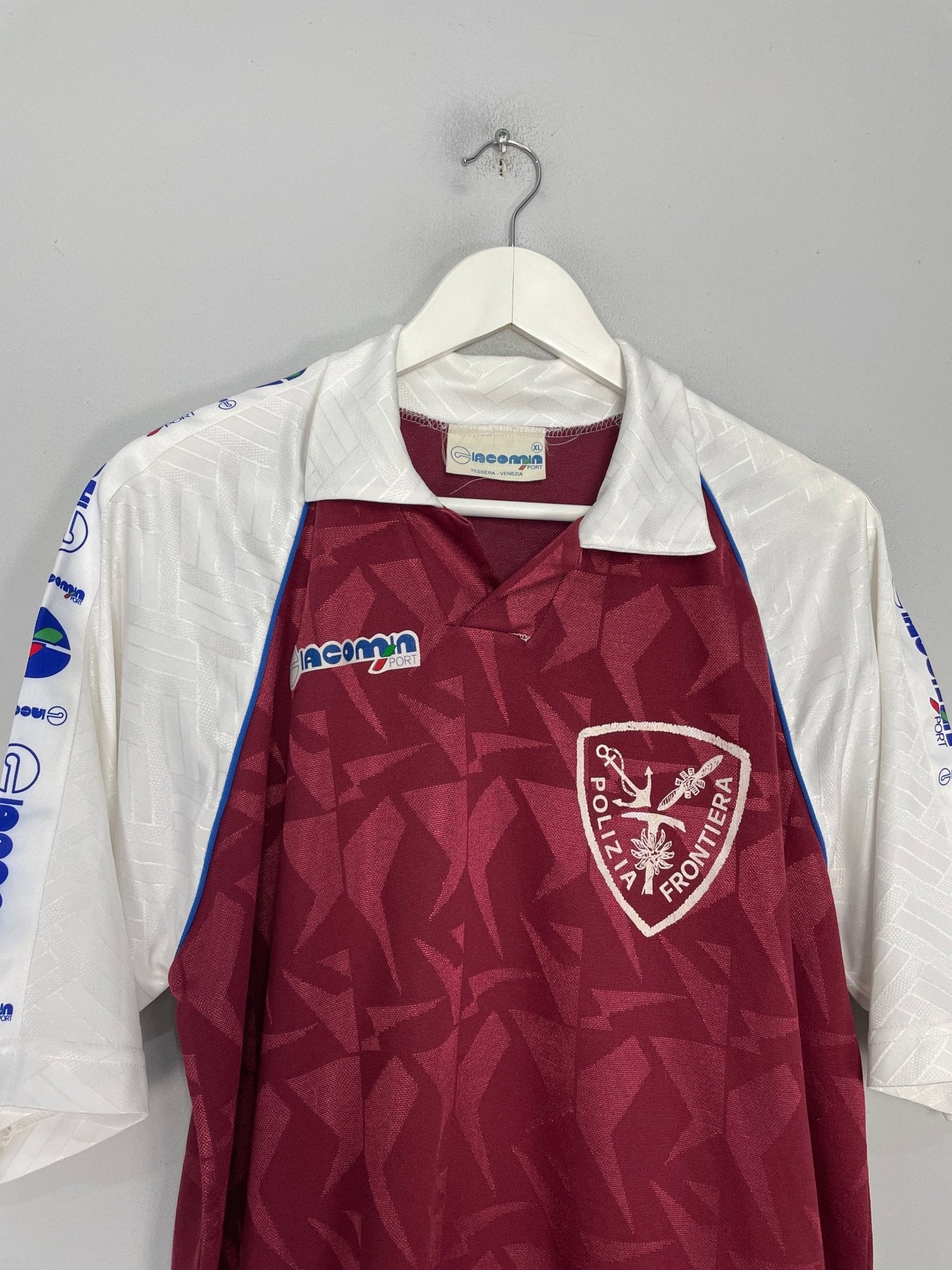 Shop 1992/93 POLIZIA FRONTIERA SCARPINI #3 HOME SHIRT (XL) GIACOMIN SPORT, classic football shirts, vintage football shirts & retro soccer jerseys at Cult Kits