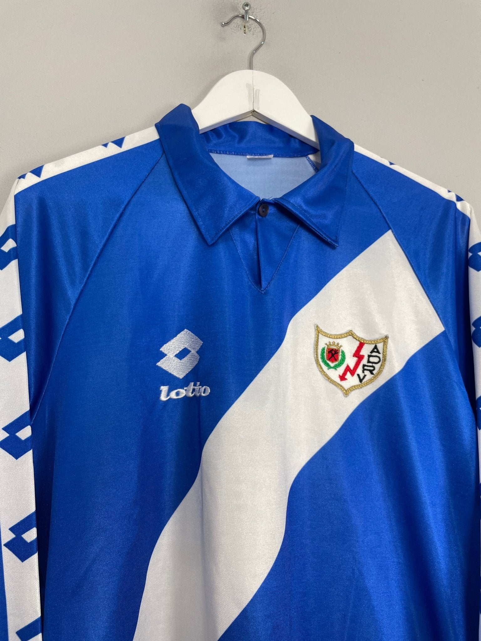 Shop 1992/93 RAYO VALLECANO #9 L/S #9 AWAY SHIRT (XL) LOTTO, classic football shirts, vintage football shirts & retro soccer jerseys at Cult Kits