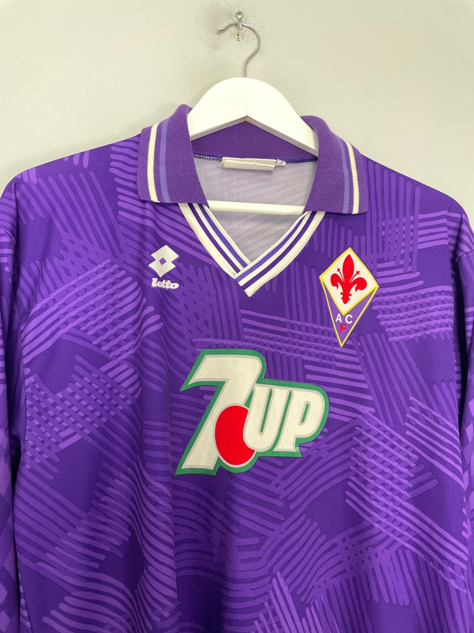 Shop 1992/94 FIORENTINA #7 L/S HOME SHIRT (L) LOTTO, classic football shirts, vintage football shirts & retro soccer jerseys at Cult Kits