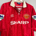 Shop 1992/94 MANCHESTER UNITED CANTONA #7 HOME SHIRT (XL) UMBRO, classic football shirts, vintage football shirts & retro soccer jerseys at Cult Kits
