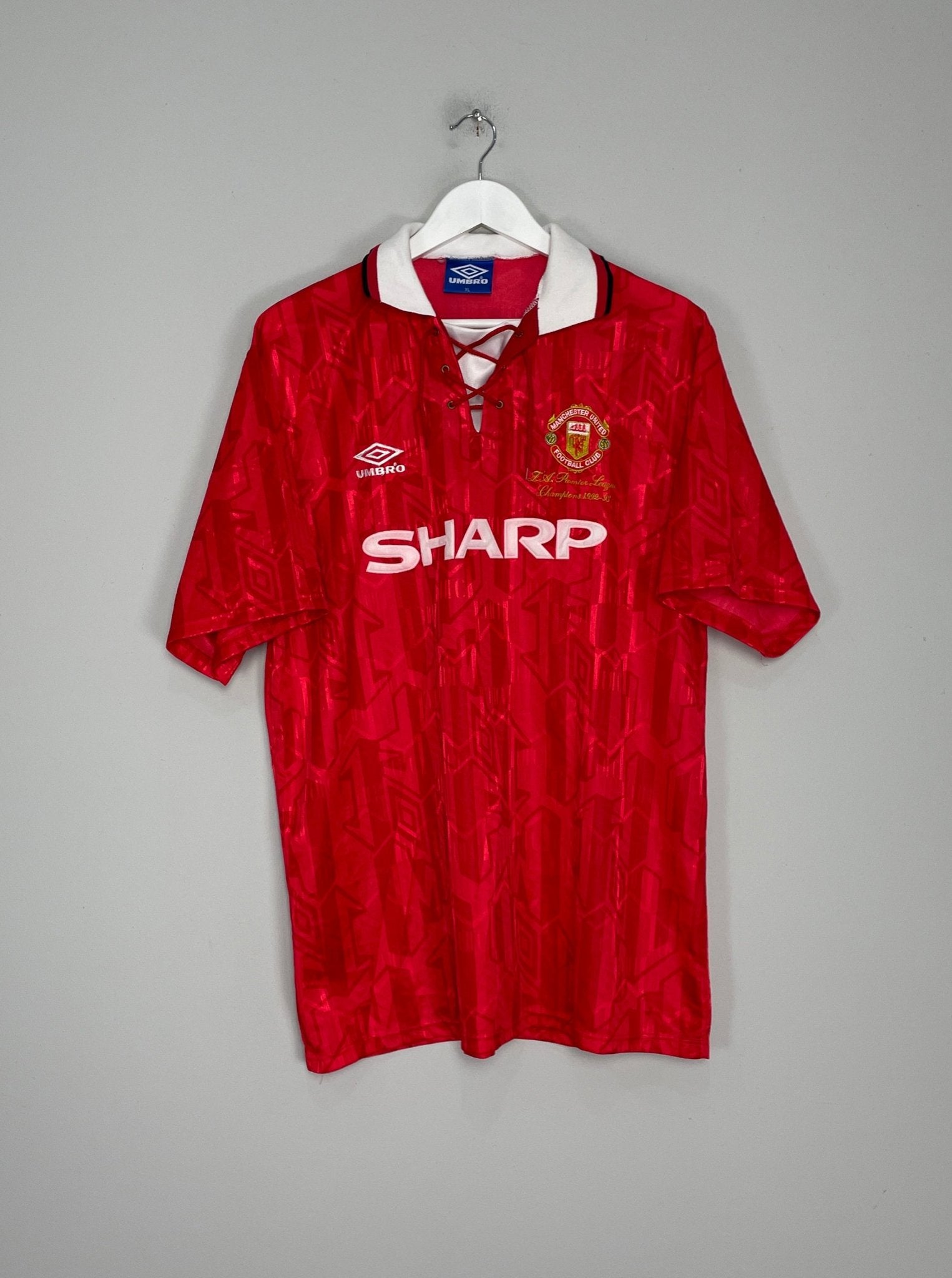 Shop 1992/94 MANCHESTER UNITED *CHAMPIONS* HOME SHIRT (XL) UMBRO, classic football shirts, vintage football shirts & retro soccer jerseys at Cult Kits