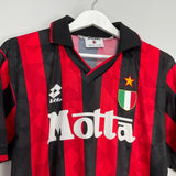 Shop 1993/94 AC MILAN HOME SHIRT (M) LOTTO, classic football shirts, vintage football shirts & retro soccer jerseys at Cult Kits