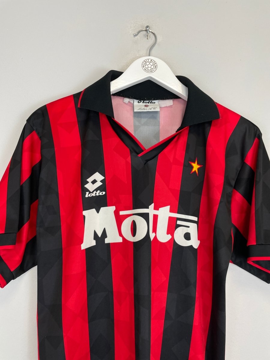1993/94 AC MILAN HOME SHIRT (M) LOTTO - Cult Kits - Medium - Buy Vintage Football Shirts, Authentic Retro Football Shirts For Sale, Classic Football Shirts & Soccer Jersey