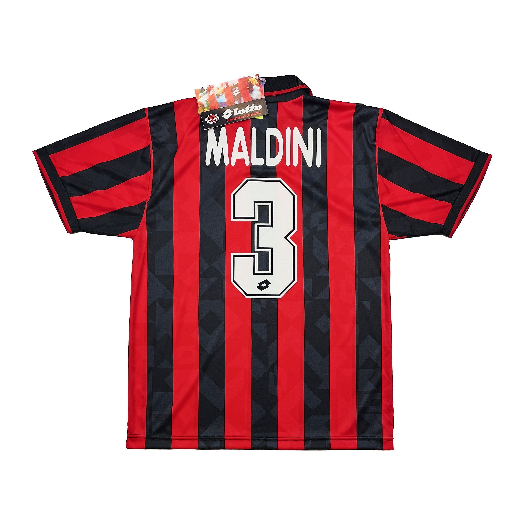 Buy 1993/94 AC Milan Maldini 3 *BNWT* Home Shirt (L) Lotto ~ Free worldwide shipping available ~ Authentic Vintage Football Shirts from Cult Kits