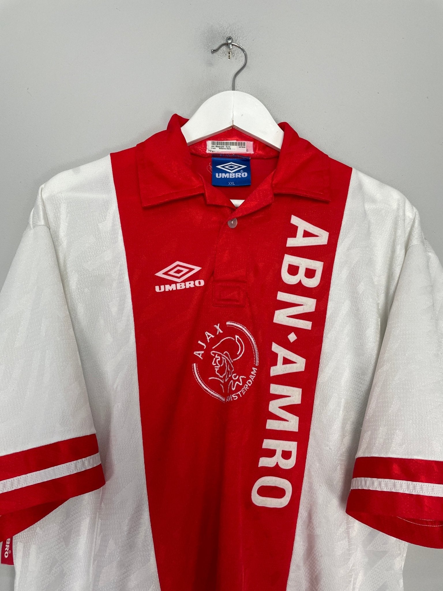 Shop 1993/94 AJAX HOME SHIRT (XXL) UMBRO, classic football shirts, vintage football shirts & retro soccer jerseys at Cult Kits