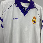 Shop 1993/94 REAL MADRID L/S HOME SHIRT (L) HUMMEL, classic football shirts, vintage football shirts & retro soccer jerseys at Cult Kits