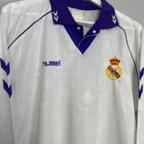 Shop 1993/94 REAL MADRID L/S HOME SHIRT (L) HUMMEL, classic football shirts, vintage football shirts & retro soccer jerseys at Cult Kits