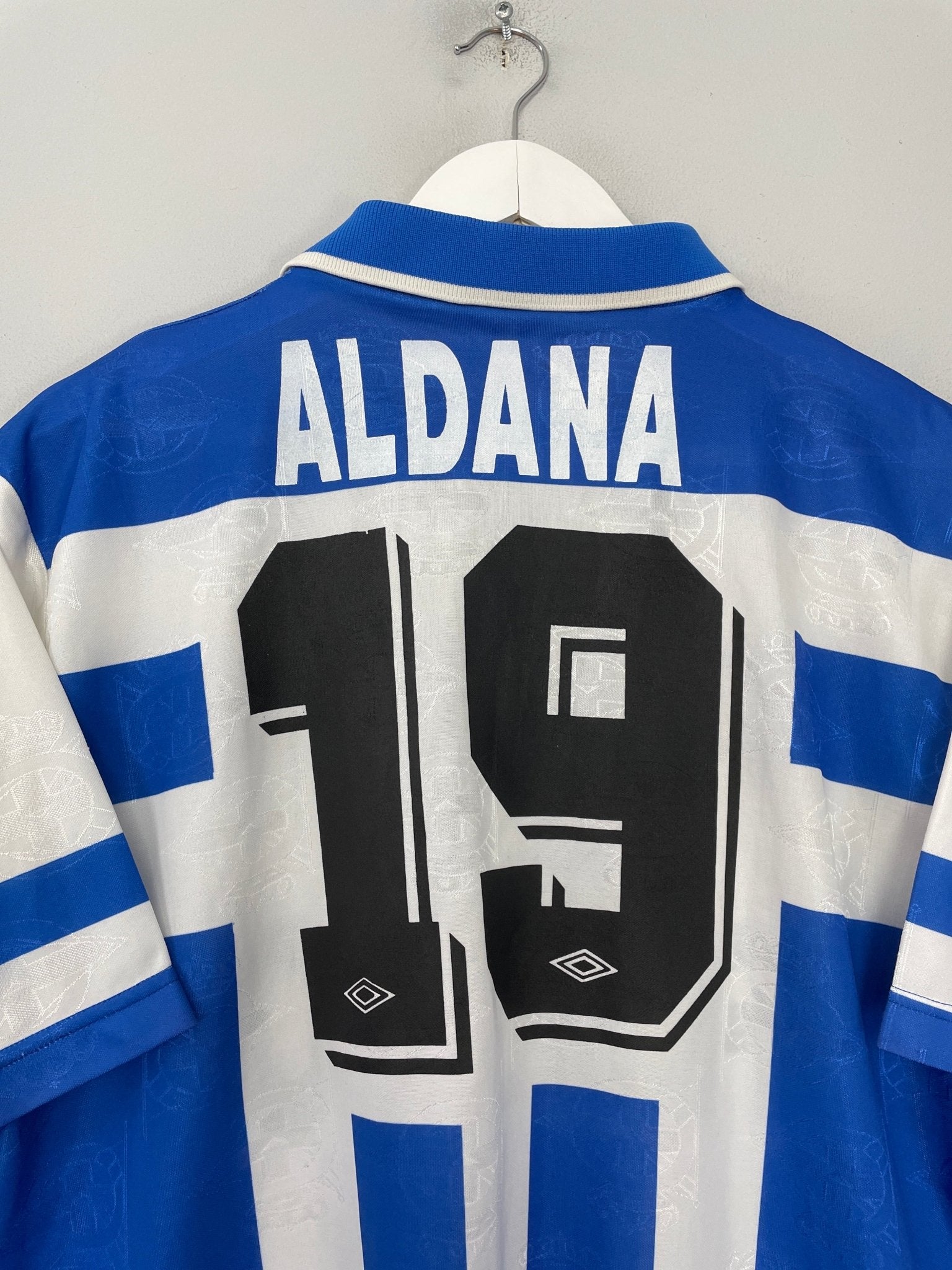 Shop 1993/95 DEPORTIVO LA CORUNA ALDANA #19 HOME SHIRT (XL) UMBRO, classic football shirts, vintage football shirts & retro soccer jerseys at Cult Kits