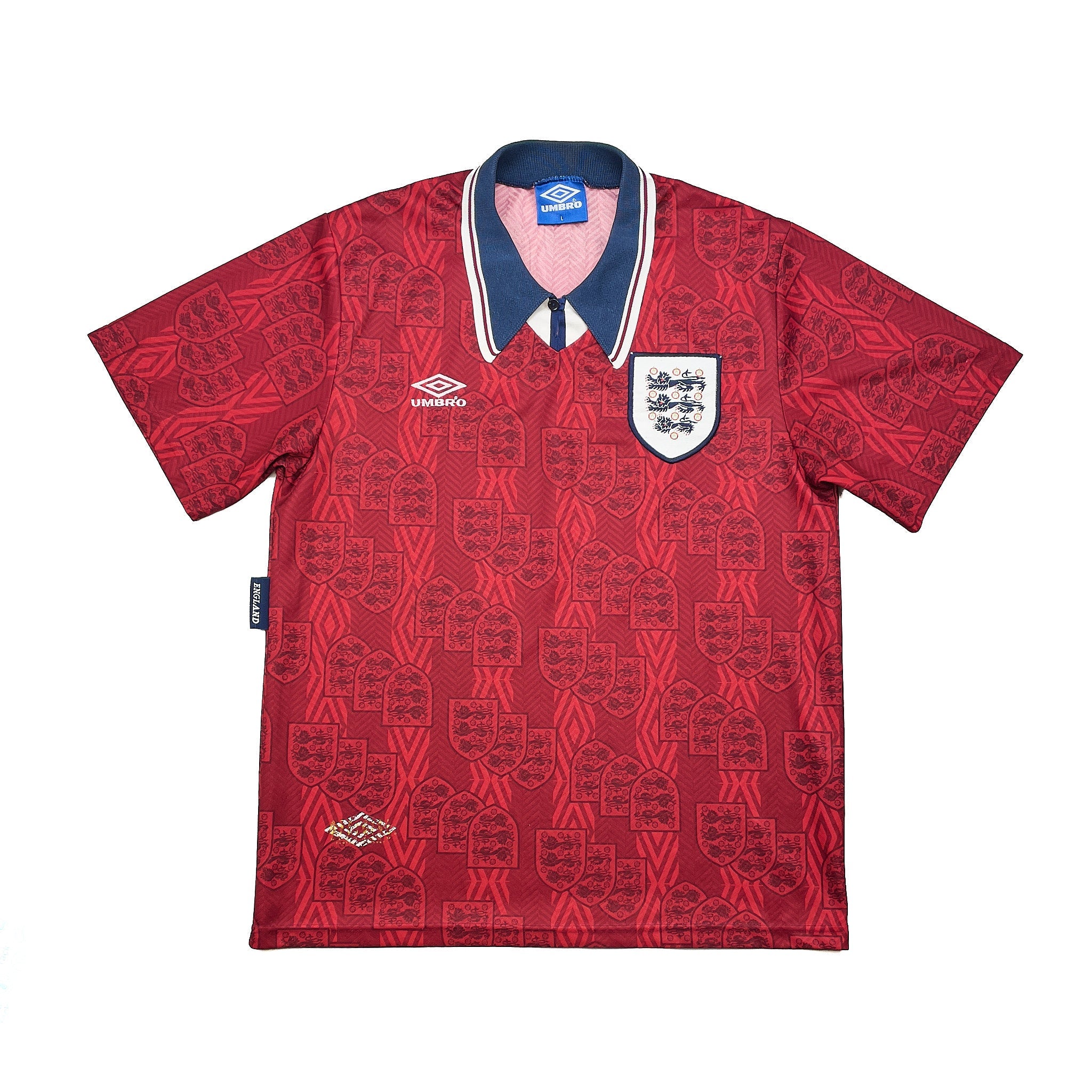 Buy 1993/95 England Away Shirt (L) Umbro ~ Free worldwide shipping ~ Authentic Vintage Football Shirts from Cult Kits