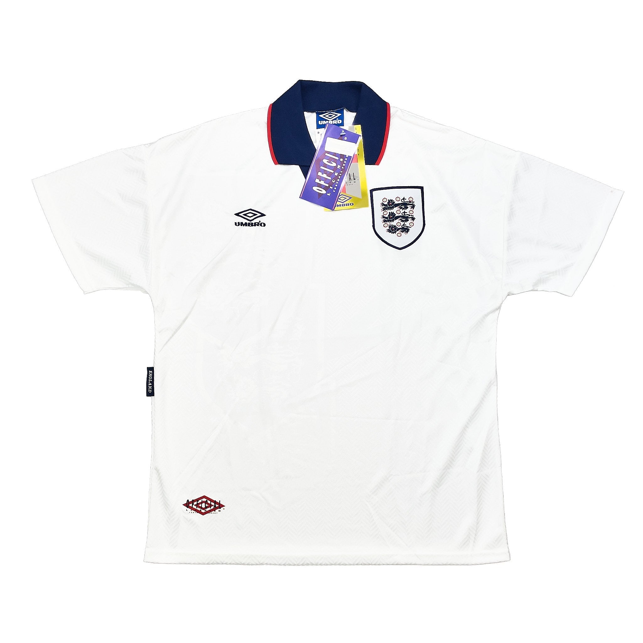 Buy 1993/95 England *BNWT* Home Shirt (XL) Umbro ~ Free worldwide shipping ~ Authentic Vintage Football Shirts from Cult Kits