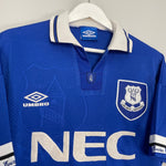 Shop 1993/95 EVERTON HOME SHIRT (L) UMBRO, classic football shirts, vintage football shirts & retro soccer jerseys at Cult Kits