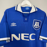Shop 1993/95 EVERTON HOME SHIRT (XL) UMBRO, classic football shirts, vintage football shirts & retro soccer jerseys at Cult Kits