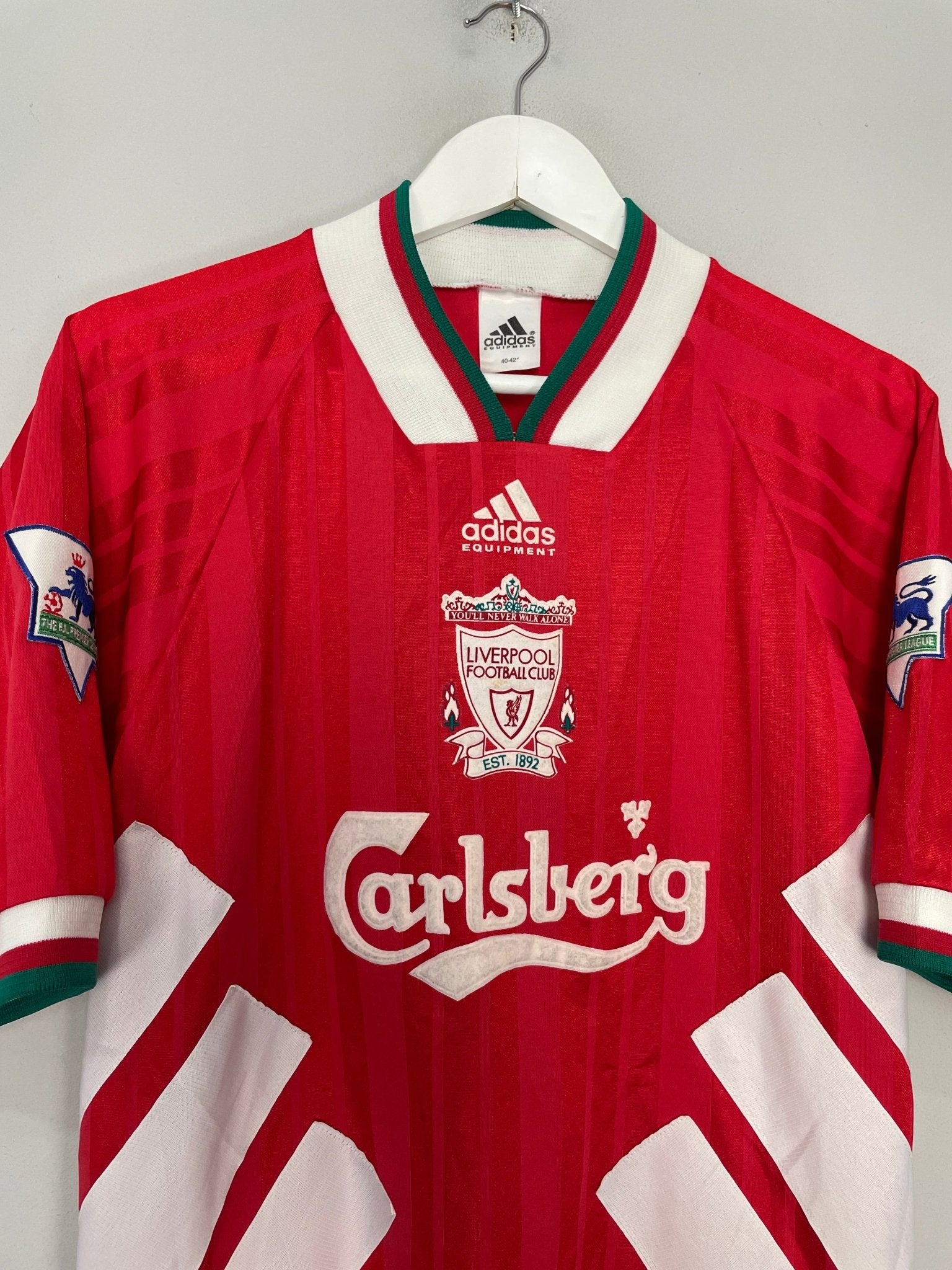 Shop 1993/95 LIVERPOOL HOME SHIRT (M) ADIDAS, classic football shirts, vintage football shirts & retro soccer jerseys at Cult Kits