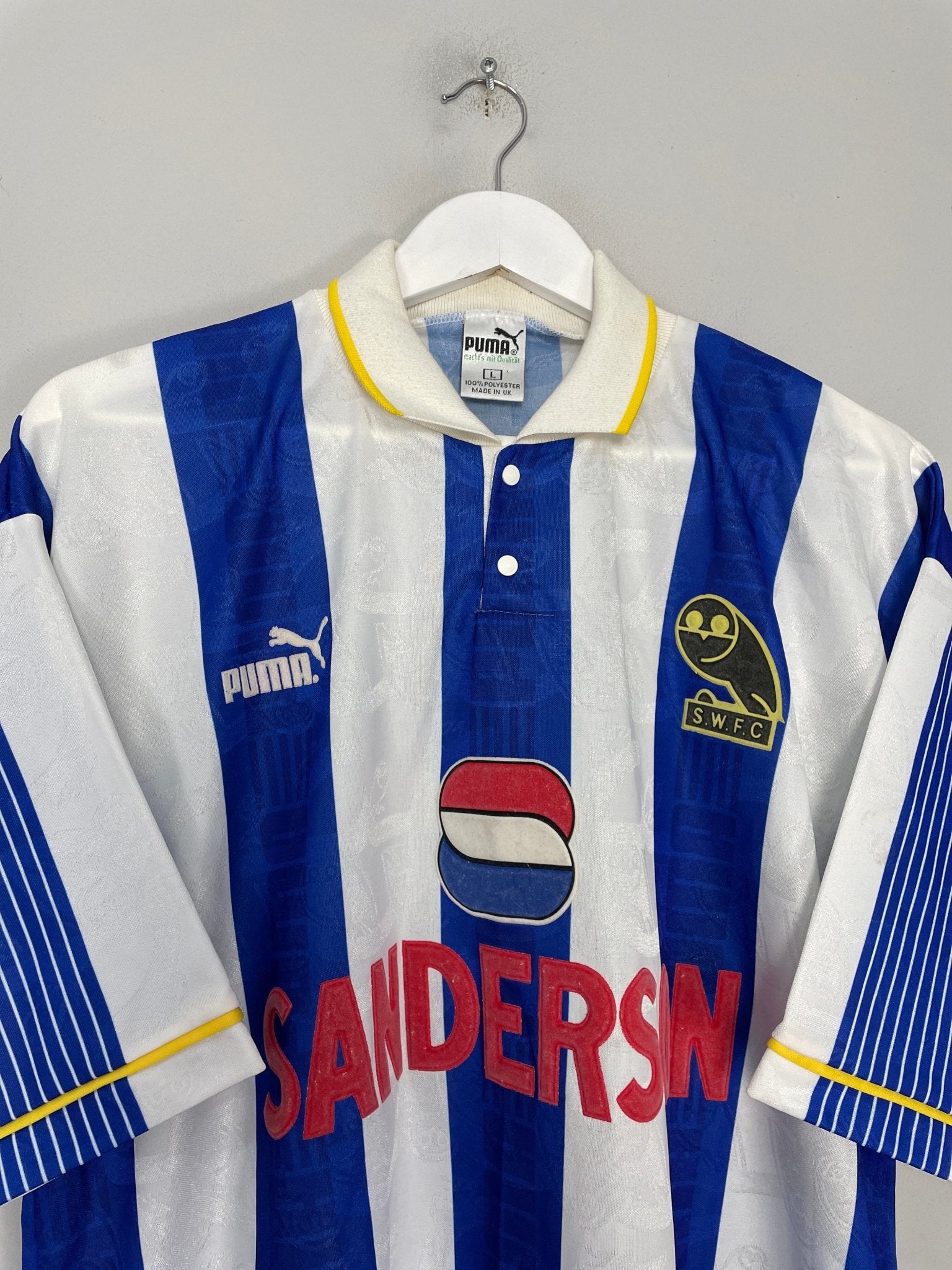 Shop 1993/95 SHEFFIELD WEDNESDAY HOME SHIRT (L) PUMA, classic football shirts, vintage football shirts & retro soccer jerseys at Cult Kits