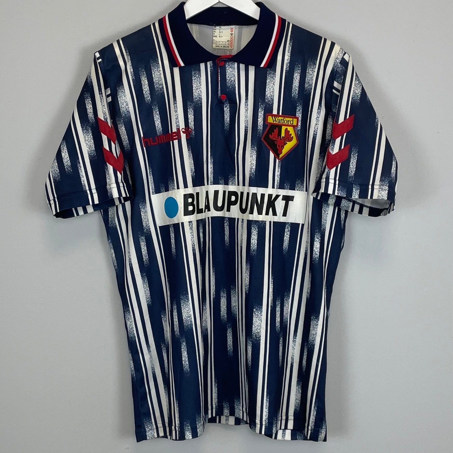 Shop 1993/95 WATFORD RAMAGE #6 *SIGNED* AWAY SHIRT (L) HUMMEL, classic football shirts, vintage football shirts & retro soccer jerseys at Cult Kits