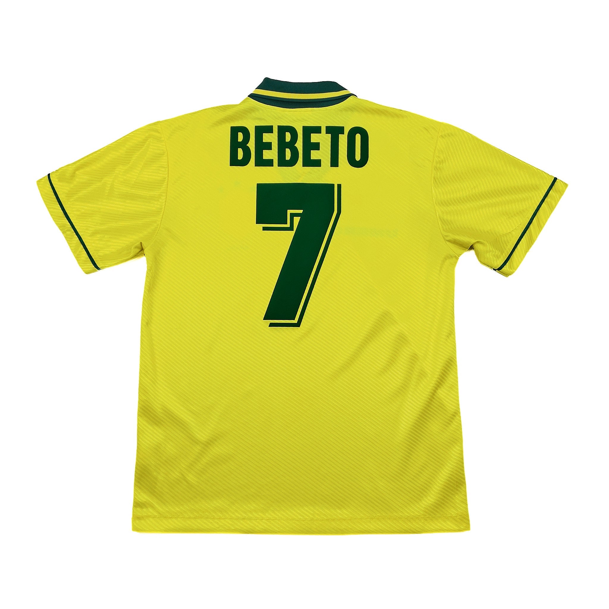 Buy 1994 BRAZIL BEBETO 7 HOME SHIRT (M) UMBRO ~ Free worldwide shipping available ~ Authentic Vintage Football Shirts from Cult Kits