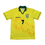 Buy 1994 BRAZIL BEBETO 7 HOME SHIRT (M) UMBRO ~ Free worldwide shipping available ~ Authentic Vintage Football Shirts from Cult Kits