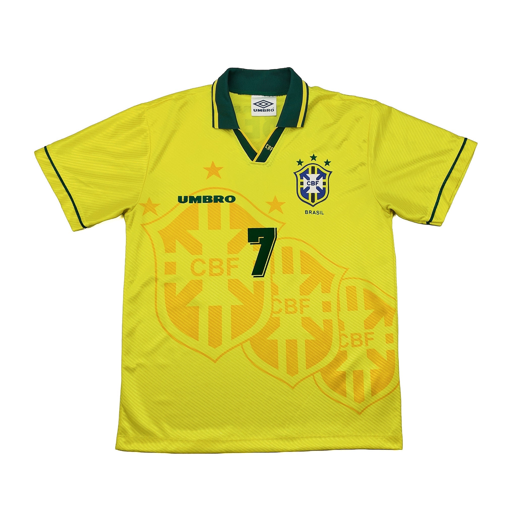 Buy 1994 BRAZIL BEBETO 7 HOME SHIRT (M) UMBRO ~ Free worldwide shipping available ~ Authentic Vintage Football Shirts from Cult Kits