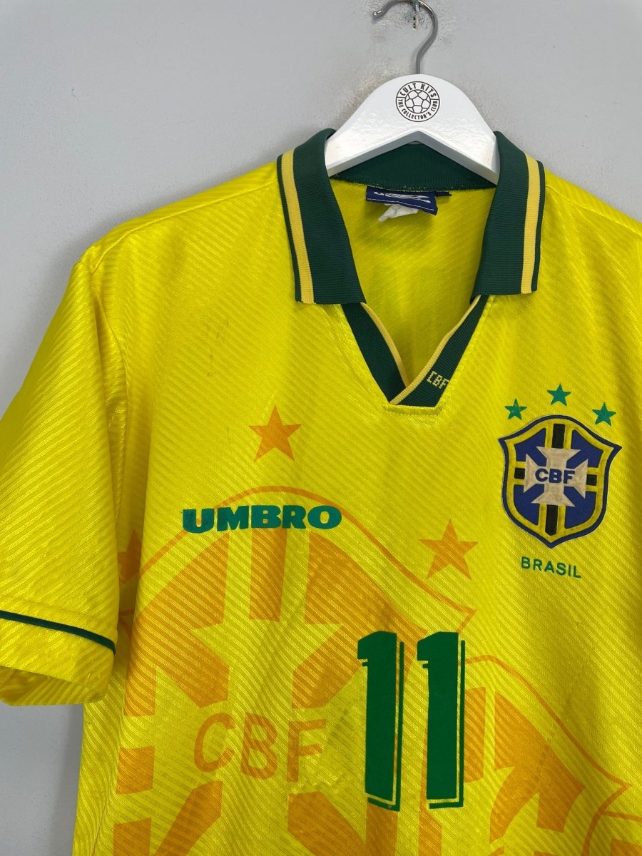 1994 BRAZIL ROMARIO 11 HOME SHIRT (L) UMBRO - Cult Kits - Large - Buy Vintage Football Shirts, Authentic Retro Football Shirts For Sale, Classic Football Shirts & Soccer Jersey
