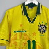 1994 BRAZIL ROMARIO 11 HOME SHIRT (L) UMBRO - Cult Kits - Large - Buy Vintage Football Shirts, Authentic Retro Football Shirts For Sale, Classic Football Shirts & Soccer Jersey