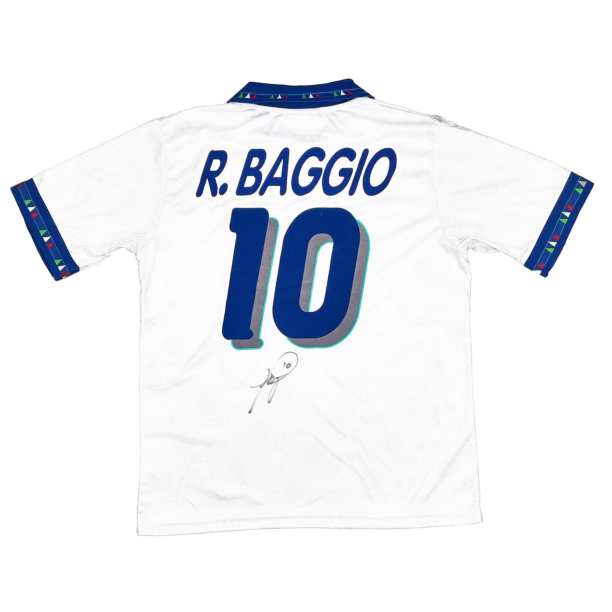 Buy 1994 ITALY R.BAGGIO 10 BOOTLEG AWAY SHIRT *SIGNED* (M) FAN ~ Free worldwide shipping available ~ Authentic Vintage Football Shirts from Cult Kits