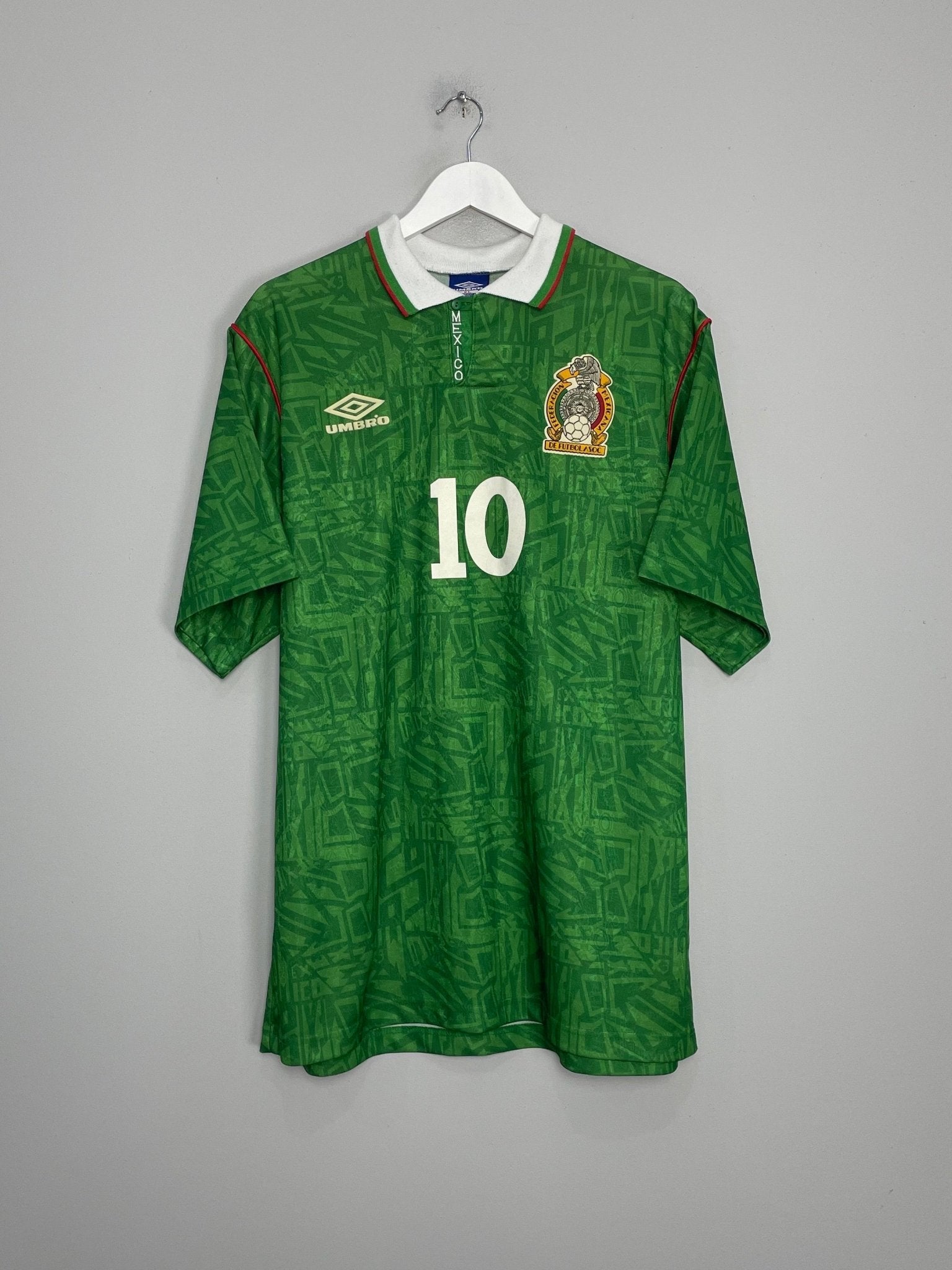 Shop 1994 MEXICO #10 HOME SHIRT (XL) UMBRO, classic football shirts, vintage football shirts & retro soccer jerseys at Cult Kits