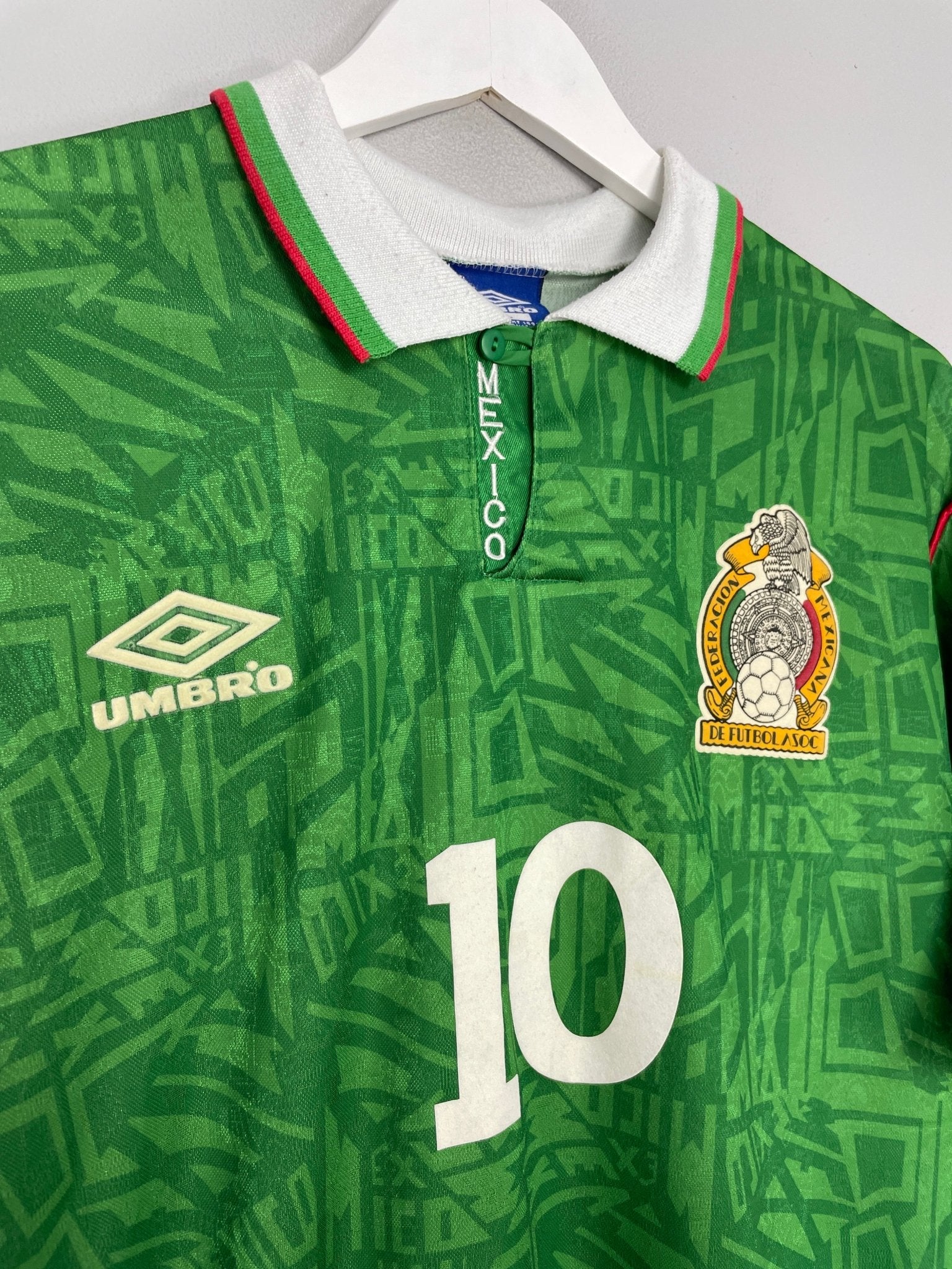 Shop 1994 MEXICO #10 HOME SHIRT (XL) UMBRO, classic football shirts, vintage football shirts & retro soccer jerseys at Cult Kits