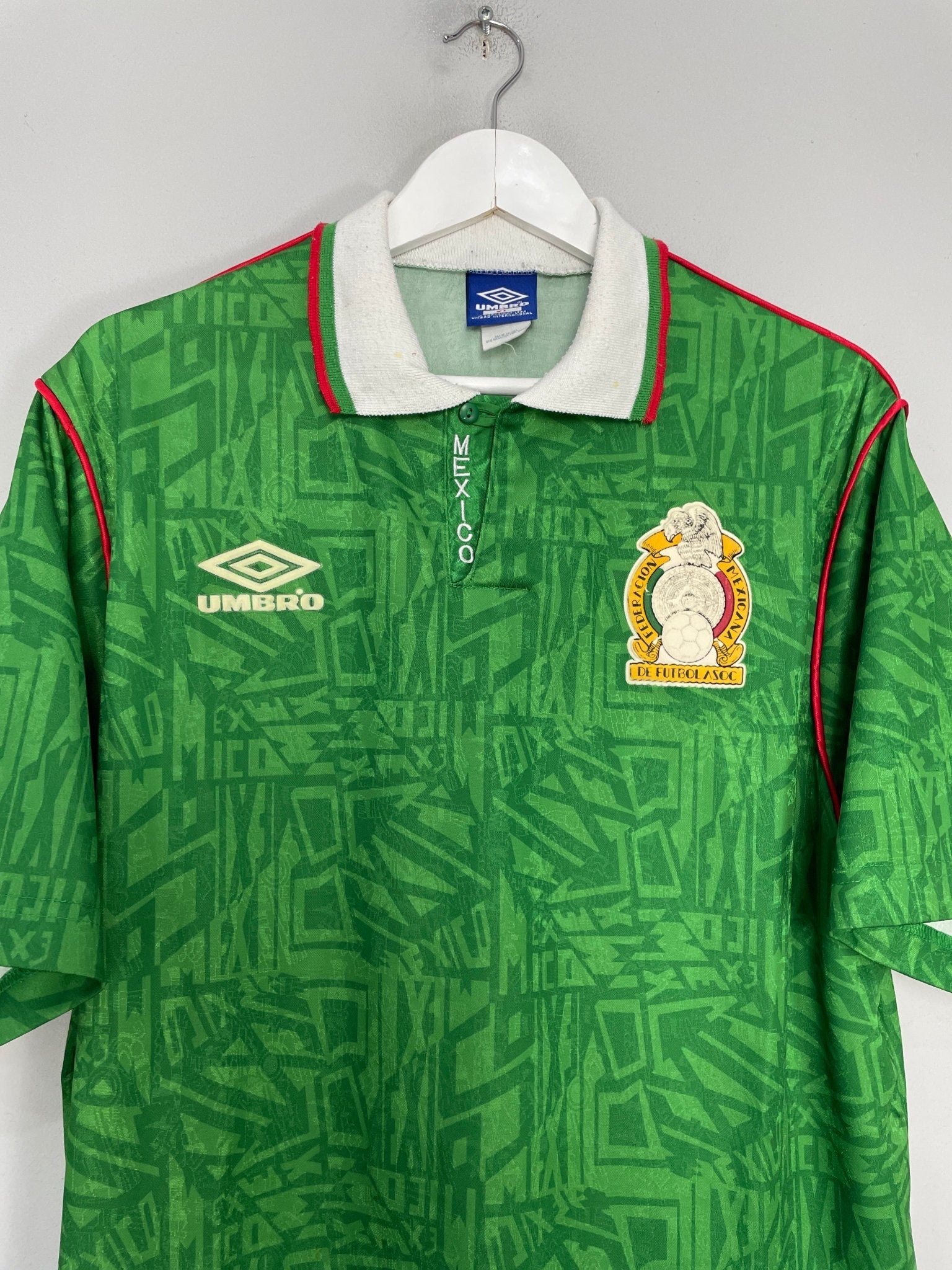 Shop 1994 MEXICO HOME SHIRT (XL) UMBRO, classic football shirts, vintage football shirts & retro soccer jerseys at Cult Kits