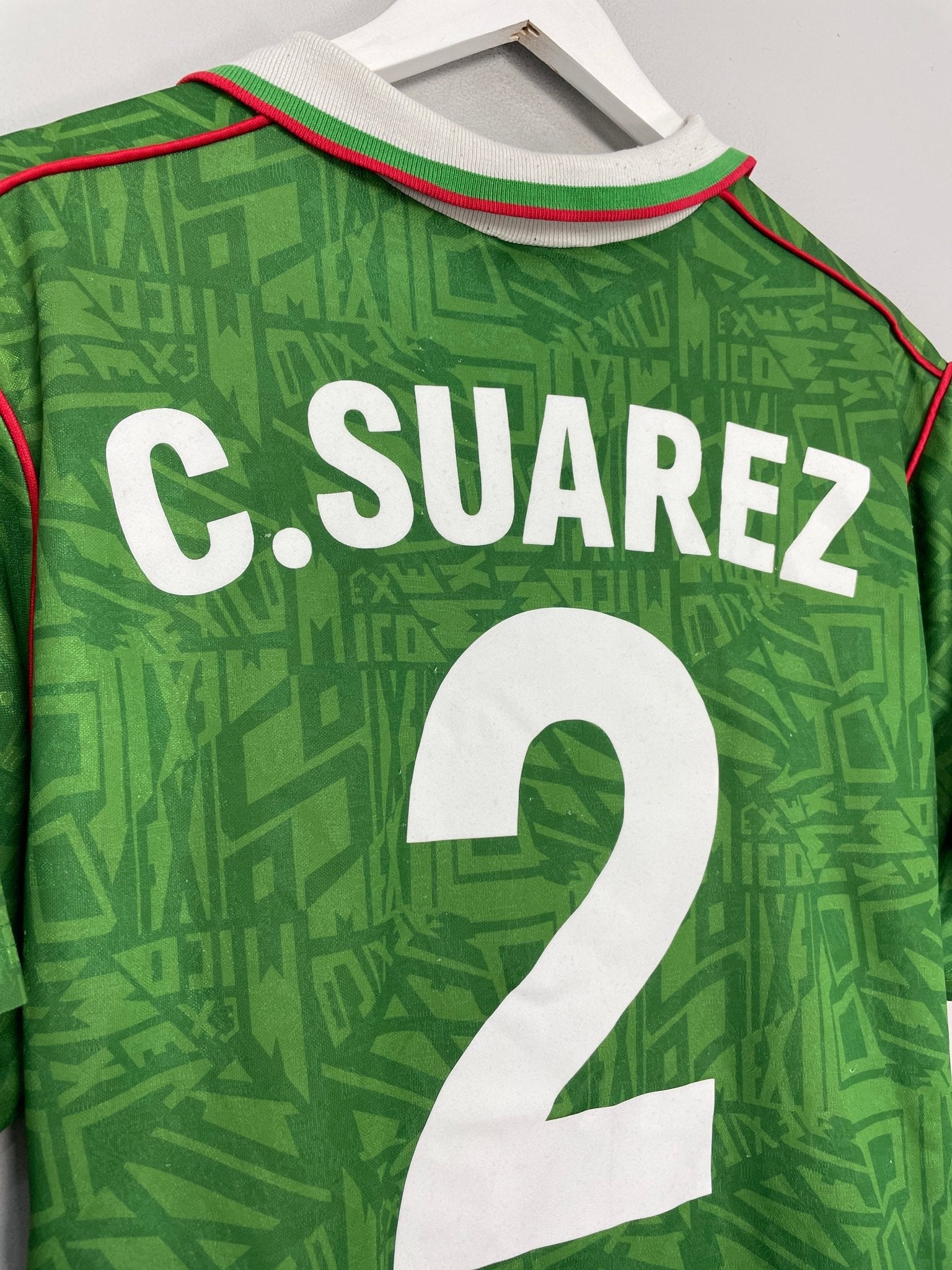 Shop 1994 MEXICO SUAREZ #4 HOME SHIRT (L) UMBRO, classic football shirts, vintage football shirts & retro soccer jerseys at Cult Kits