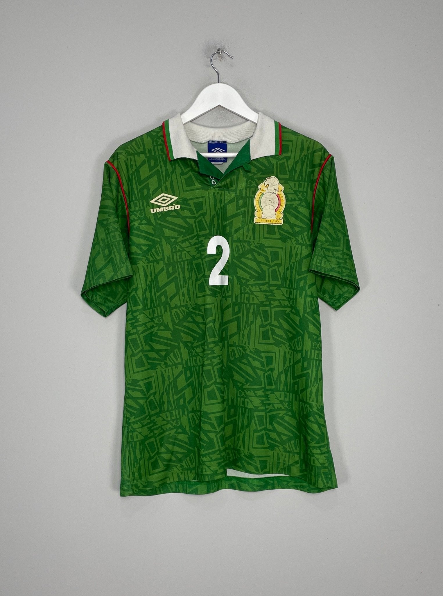 Shop 1994 MEXICO SUAREZ #4 HOME SHIRT (L) UMBRO, classic football shirts, vintage football shirts & retro soccer jerseys at Cult Kits