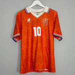 Shop 1994 NETHERLANDS BERGKAMP #10 HOME SHIRT (L) LOTTO, classic football shirts, vintage football shirts & retro soccer jerseys at Cult Kits