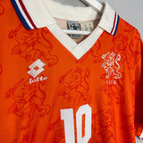 Shop 1994 NETHERLANDS BERGKAMP #10 HOME SHIRT (L) LOTTO, classic football shirts, vintage football shirts & retro soccer jerseys at Cult Kits