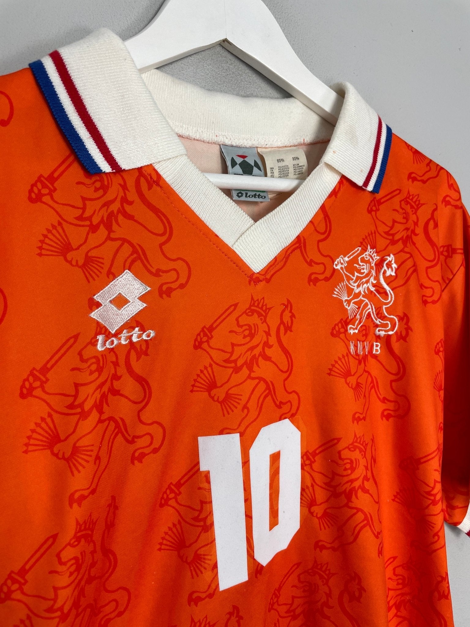 Shop 1994 NETHERLANDS BERGKAMP #10 HOME SHIRT (L) LOTTO, classic football shirts, vintage football shirts & retro soccer jerseys at Cult Kits