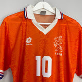 Shop 1994 NETHERLANDS BERGKAMP #10 HOME SHIRT (M) LOTTO, classic football shirts, vintage football shirts & retro soccer jerseys at Cult Kits